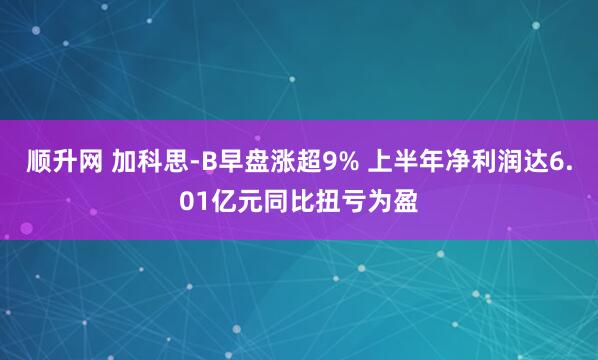 顺升网 加科思-B早盘涨超9% 上半年净利润达6.01亿元同比扭亏为盈